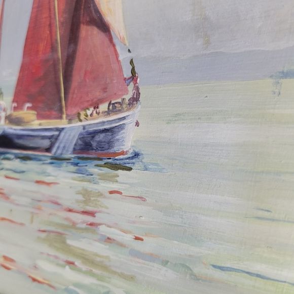 Original Seascape Oil Painting by D.Bodrah Sailing the Waters Vtg Art Wood Frame - Picture 6 of 13